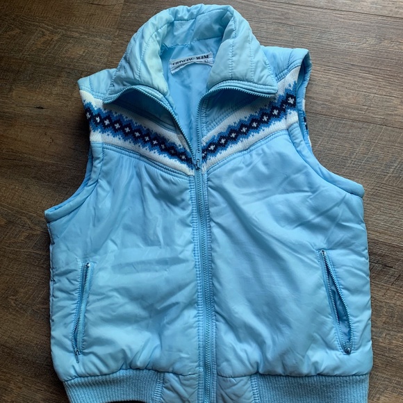 VINTAGE Changing Scene Womens Blue Zip Off Sleeves Jacket Coat Vest Size L - Picture 6 of 10